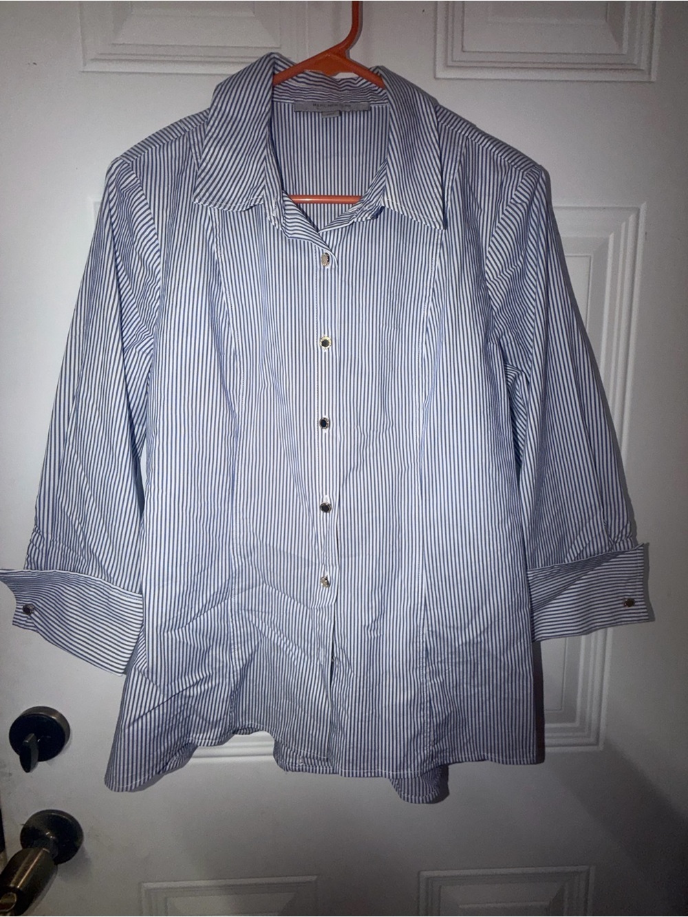 Marc New York Blue and White Pinstripe Dress Shirt